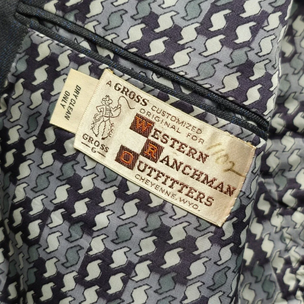 Vintage‎ Western Ranchman Outfitters Men's Gray Striped Western Blazer Size 44L